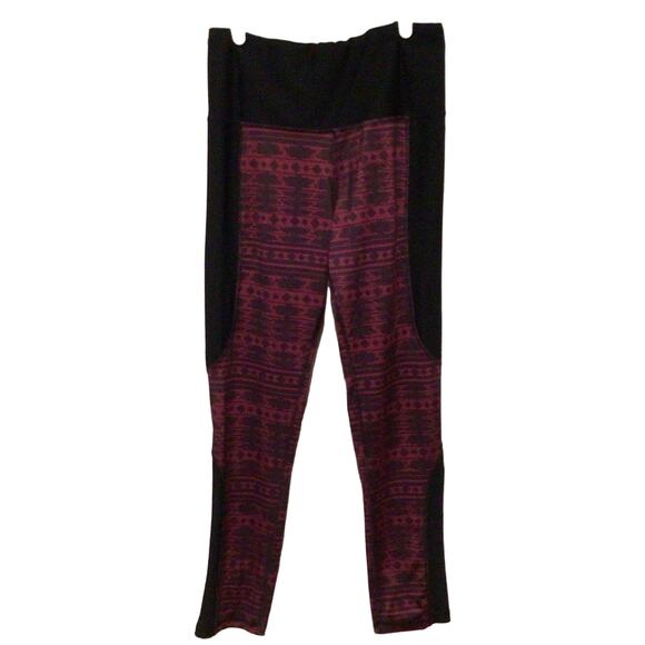 RBX Women’s Black & Burgundy Activewear Leggings – Size Large Workout Athleisure - Picture 1 of 4